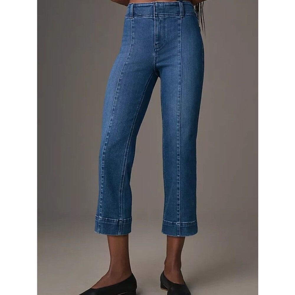 Pilcro Slim 70s High Rise Crop Flare Jeans Front Seam Size 27 Anthro
